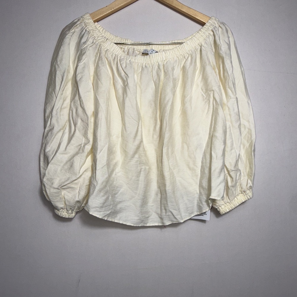 Topshop Women's Puff Long Sleeve Top Blouse Cream Size‎ 6